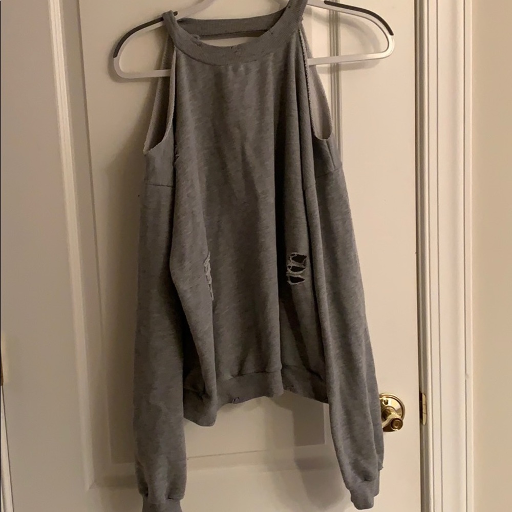 Pacsun Honey Punch Cold Shoulder Distressed Crew